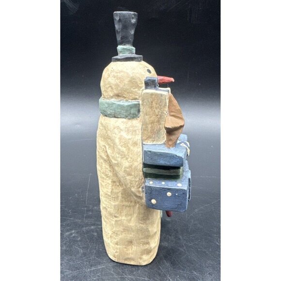 Greg Guedel Folk Art Snowman Holding Presents & Stocking 6.5” Christmas Signed - Picture 4 of 9